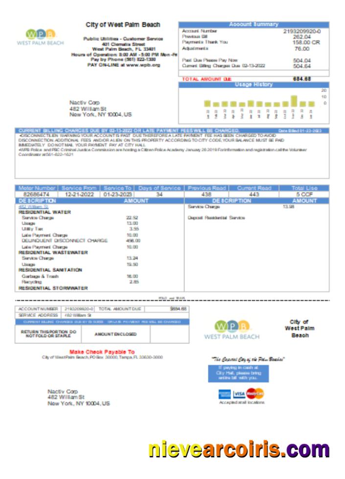 West Palm Beach Pub Utilities utility business bill